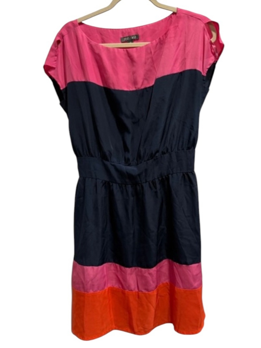 Roz & Ali Size 10 Pink and Navy Colorblock Mini Dress